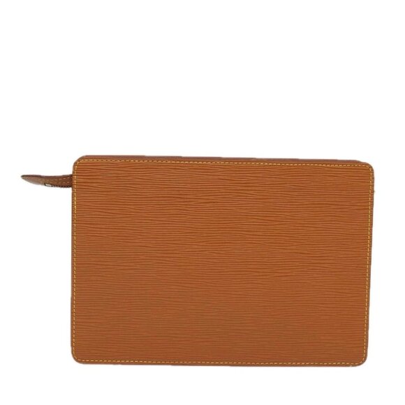 LOUIS VUITTON Epi Pochette Homme Clutch Bag Brown Zipang gold - Picture 2 of 14
